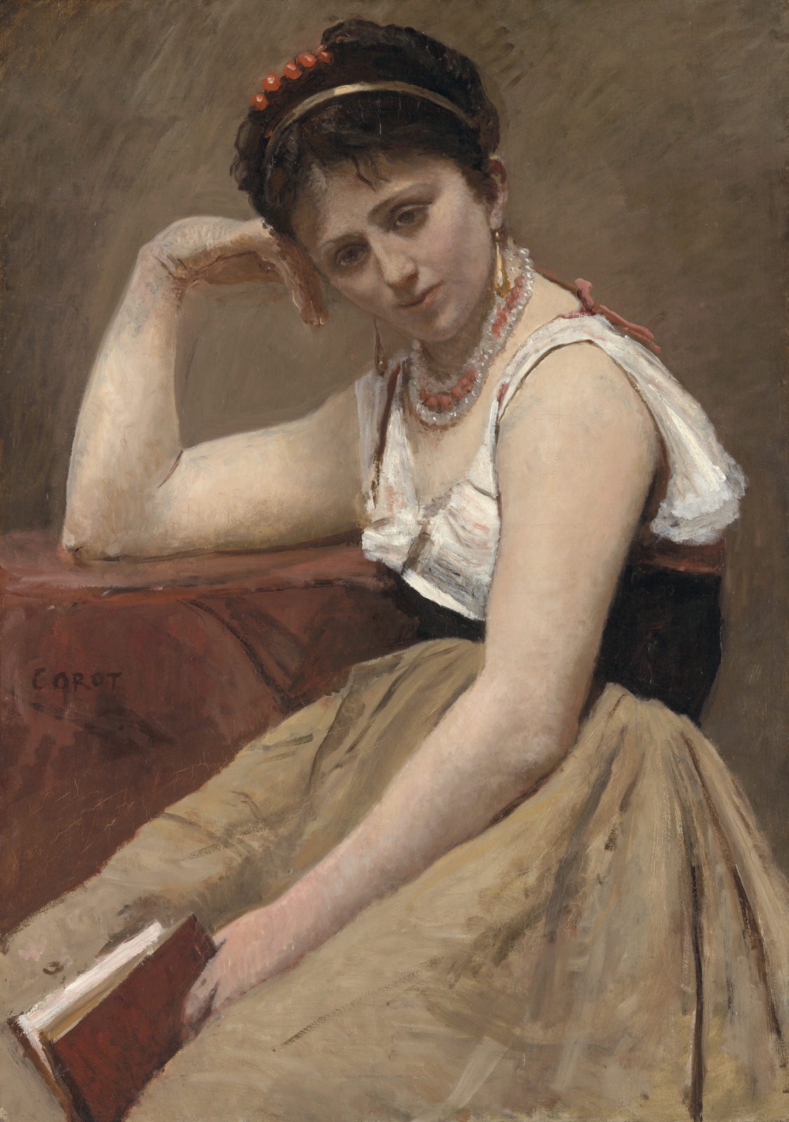 Interrupted Reading by Jean Baptiste Camille Corot