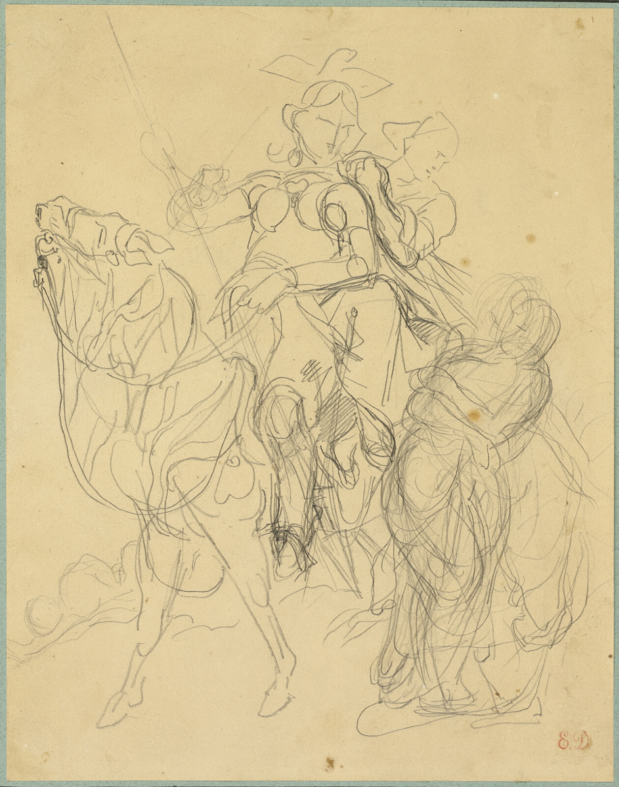 Study for Marphise and the Mistress of Pinabel by Eugène Delacroix
